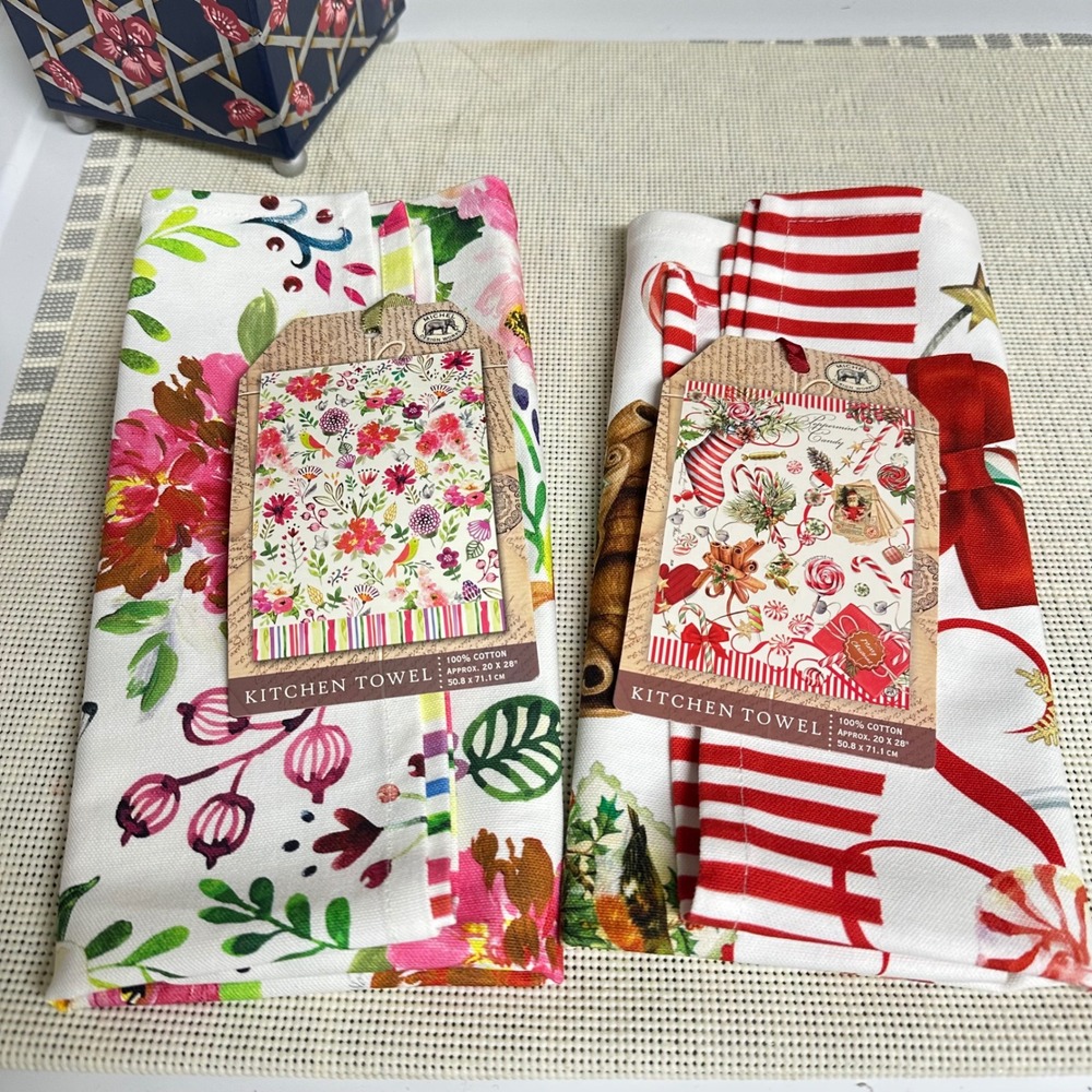 Michel Design Works 2 Pc Kitchen Towels 20x 28" NEW